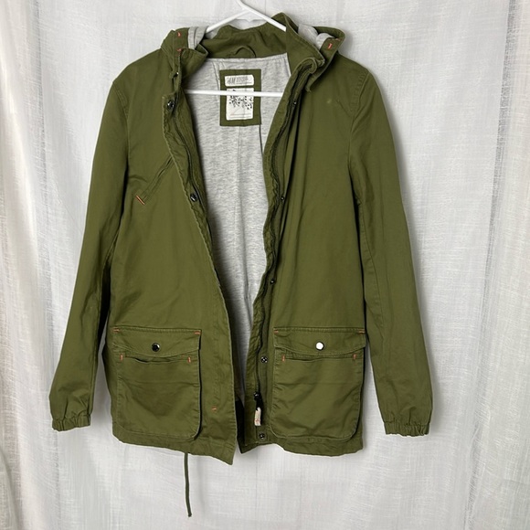 H&M coat, size 13-14yrs. But PTP is 18” .  Cotton blend,5 pockets,utility,hood - Picture 1 of 12